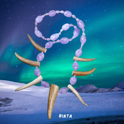 Helmet ametisti ja poronsarvi 70cm BIRTA