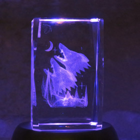 Kristallikuutio 8cm sudet ulvoo