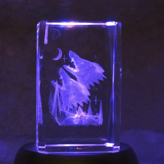 Kristallikuutio 8cm sudet ulvoo