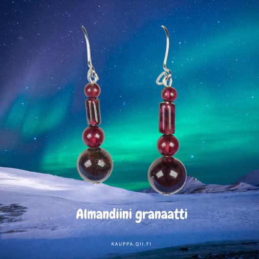 Korvakorut almandiini punainen granaatti 25mm, ALMA44