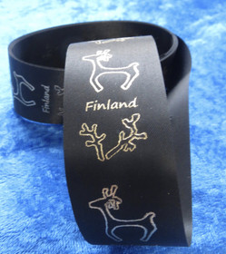 Satiininauha  poro Finland poronsarvet musta, kulta 3m