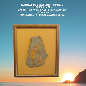 Taulu kalliomaalauksen jäljennös LINTU Umbajoki Kanozerojärvi 