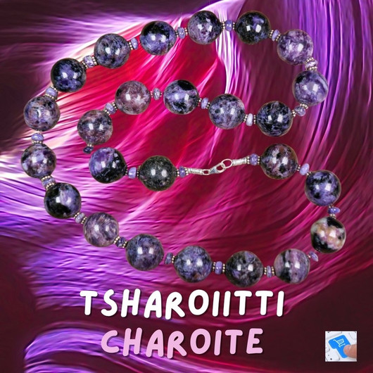 Kaulahelmet tsharoiitti 57cm kookkaat nro2