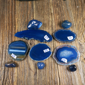 Akaattilevy ja rumpuhiottu sininen akaatti setti S1-S9. Valitse