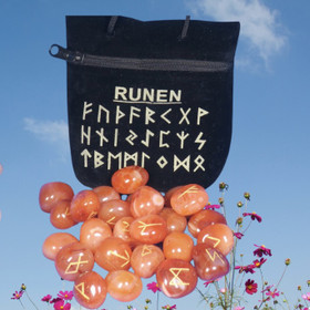 Riimukivet Karneoliriimut, säilytyspussi, ohjeet