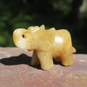 Kivieläin elefantti, keltainen aventuriini norsu nro2