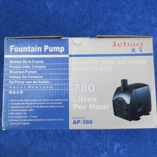 Suihkulähdepumppu 780L ulko- ja sisäkäyttöön. Jebao AB-388