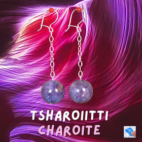 Korvakorut tsharoiitti 14mm hopeiset ketjukorvakorut