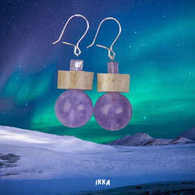 Korvakorut ametisti 14mm ja poronsarvi siivu IKKA 