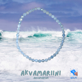 Rannekoru akvamariini viistehiottu 4mm, 18cm ranteeseen