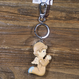 Avaimenperä enkeli, rukoileva pikkuenkeli puuta 6cm