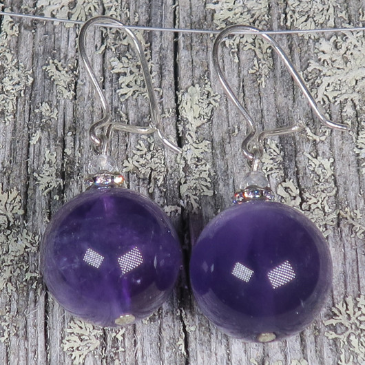 Korvakorut ametisti ja vuorikide, zirkonikoristein  14z3v SAANA  