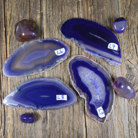 Akaattilevy ja rumpuhiottu violetti akaatti setti L1-L9. Valitse