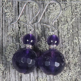 Korvakorut ametisti viistehiottu zirkonikoristein 12Z6 VIVIAN