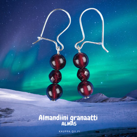 Korvakorut almandiini granaatti 5-6mm ja viistehiottu 4mm ALMA5
