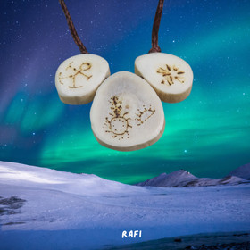 Kaulakoru poronsarvi 3-osainen polttokaiverrettu Rafi