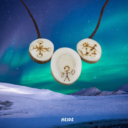 Kaulakoru poronsarvi, 3-osainen polttokaiverrettu Heide