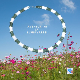 Kaulahelmet lumikvartsi ja vihreä aventuriini, juhlavat