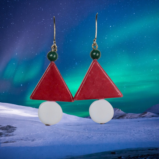 Korvakorut  punavihreä tonttulakki JOU2