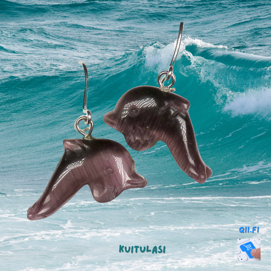 Korvakorut delfiin tumma violetti kissansilmäkuitulasi