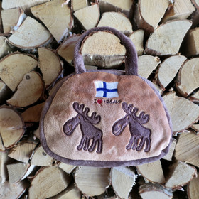 Käsilaukku hirvi, I love Finland Suomen lippu, ruskea, lapsille kids