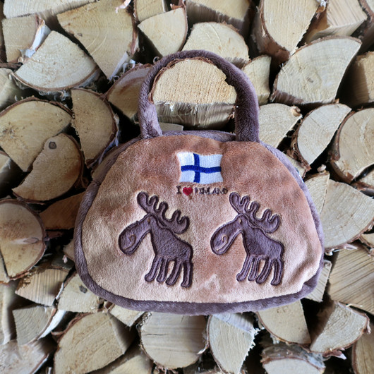 Käsilaukku hirvi, I love Finland Suomen lippu, ruskea, lapsille kids
