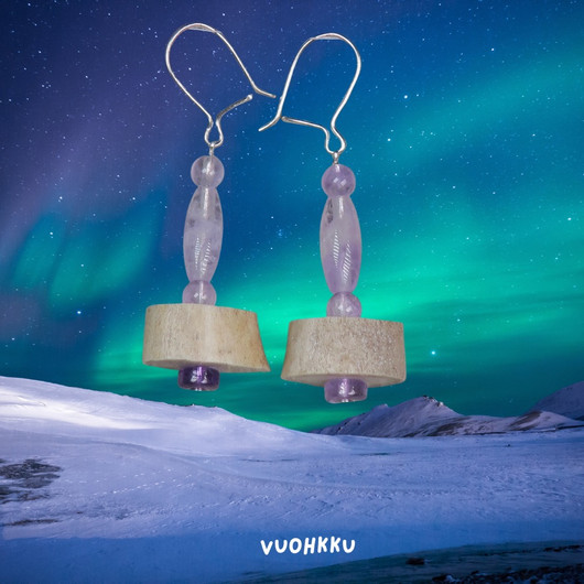 Korvakorut ametisti ja poronsarvi siivu VUOHKKU