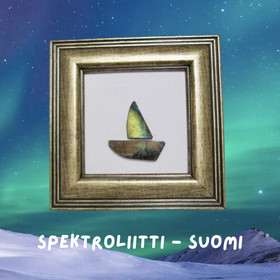 Taulu spektroliitti, purjelaiva 15x15cm Ylämaa Suomi nroA 