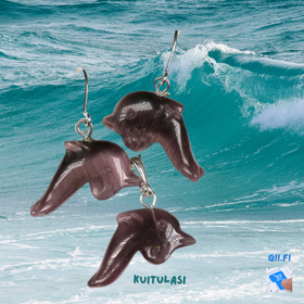 Delfiini korusetti violetti kissansilmälasi riipus ja korvakorut