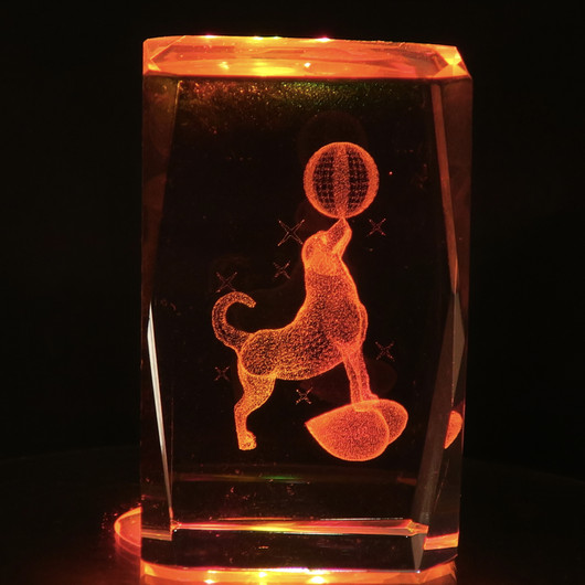 Kristallikuutio 6cm Koira ja pallo