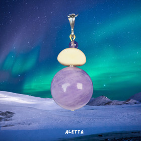 Riipus ametisti vaalea 16mm ja poronsarvi ALETTA