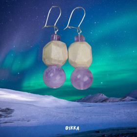 Korvakorut ametisti vaalea ja poronsarvihelmi BIKKA