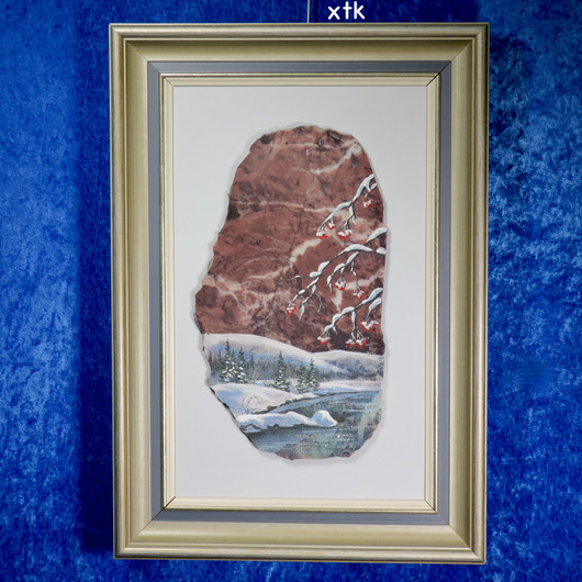 Kivimurskataulu Pihlajanmarjat tunturimaisema talvella XTK