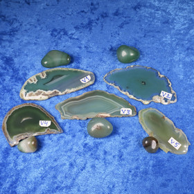 Akaattilevy ja rumpuhiottu vihreä akaatti setti V1-V6. Valitse