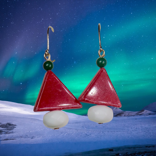 Korvakorut tonttulakki punavihreä kvartsiitti JOU1