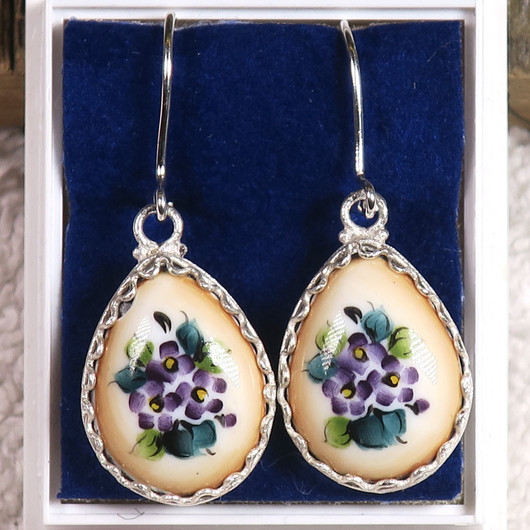 Korvakorut filigraani emalikoru lilat orvokit CL9