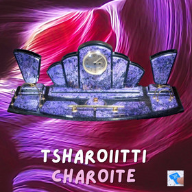 Pöytäkello tsharoiitti kookas pöytäteline. Harvinaisuus!