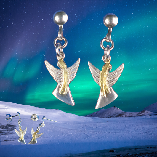 Hopeakorvakorut enkeli, hiukset kullattu. Angel3