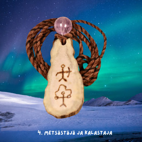 Riipus poronsarvi ja ametisti. Kalastaja ja metsästäjä nro4