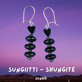 Sungiitti korvakorut joissa hematiittisydän SUNG6