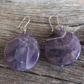 Korvakorut ametisti tumma 30mm kiekko SARITA