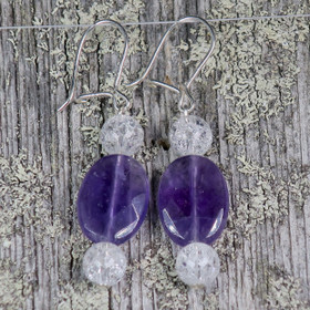 Korvakorut ametisti litteä viistehiottu ja vuorikide iceQueen6