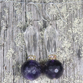 Korvakorut ametisti ja vuorikide zirkonikoristein kookkaat 12zv VIVIAN