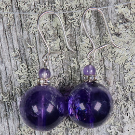 Korvakorut ametisti tumma 14mm zirkonikoristein 14z4 SAANA