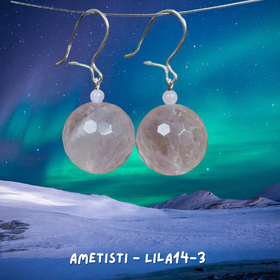 Korvakorut ametisti 14mm vaalea viistehiottu. Lila14-3 