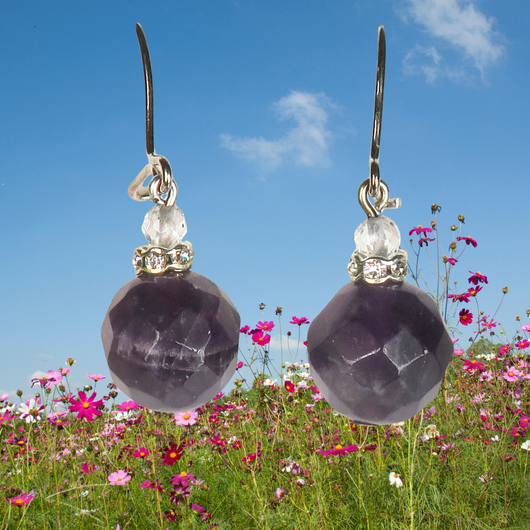 Korvakorut ametisti 10mm ja vuorikide zirkonikoristein 10zv VIVIAN