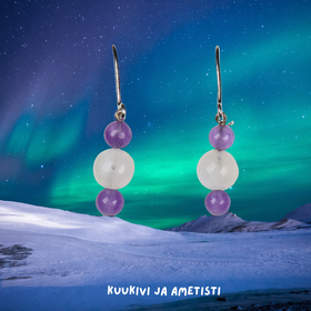 Korvakorut ametistit ja kuukivi 4-7-4mm