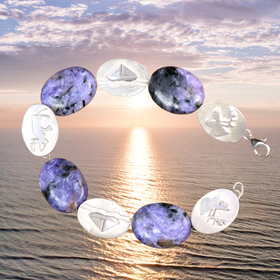 Rannekoru tsharoiitti 925-hopea porot ja purjeveneet 19cm, Suomikoru