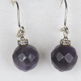 Korvakorut ametisti 10mm viistehiottu zirkonikoristein 10z VIVIAN