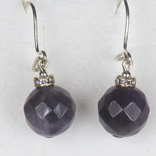 Korvakorut ametisti 10mm viistehiottu zirkonikoristein 10z VIVIAN